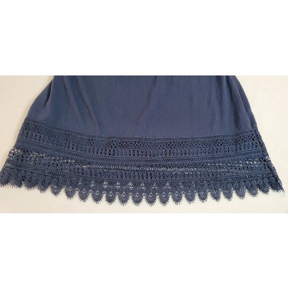 No Boundaries 11-13 L Blue Gauzy Lace Cold Shoulder Ruffle Neck Shirt Y2K Boho - Picture 8 of 11